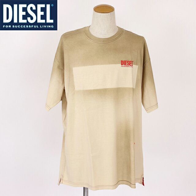 乐天商城 - ディーゼル（DIESEL）メンズ 訳あり Tシャツ 半袖 ベージュ系 T-BOXT-SLITS-R23 ロゴポイントバイカラー半袖Tシャツ （サイズ/L）*cm0034