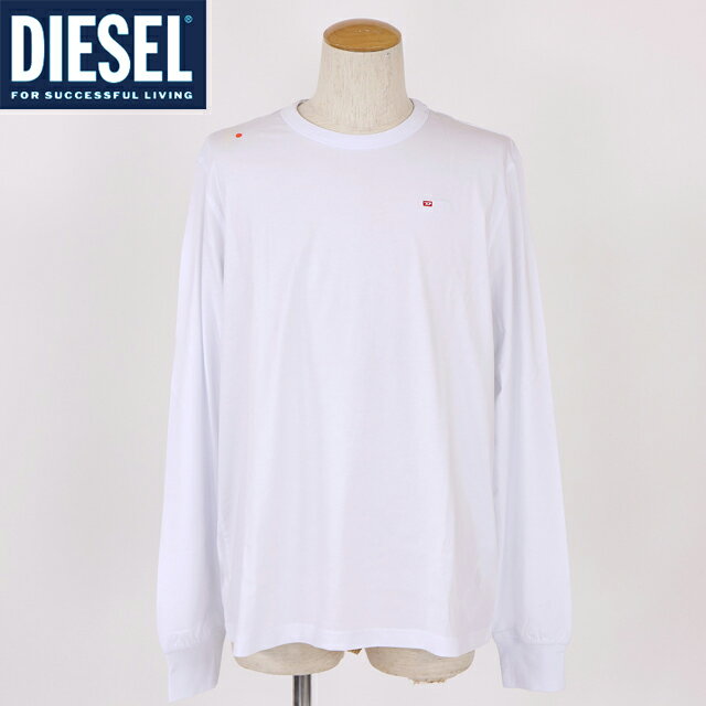 樂天商城 - ディーゼル（DIESEL）メンズ 訳あり Tシャツ 長袖 ホワイト系 T-ADJUST-LS-MICRODIV ロゴ刺繍ポイントロンT （サイズ/L）*cm0041