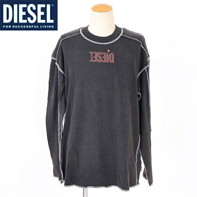 乐天商城 - ディーゼル（DIESEL）メンズ 訳あり Tシャツ 長袖 ブラック系 T-CRAOR-LS ロゴプリント×ステッチデザインロンT （サイズ/M）*cm0044