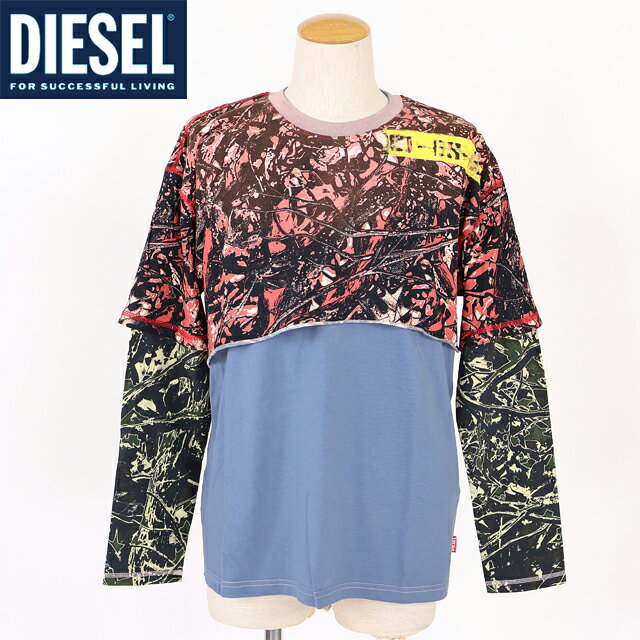 乐天商城 - ディーゼル（DIESEL）メンズ 訳あり Tシャツ 長袖 マルチカラー系 T-BESH-CAMOV フェイクレイヤードペイントデザインロンT （サイズ/XS/S/M/L/XL/XXL）*cm0048