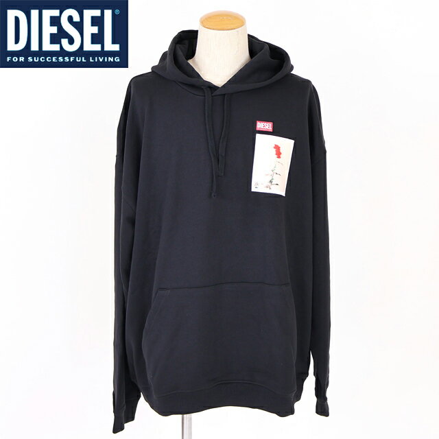 乐天商城 - ディーゼル（DIESEL）メンズ 訳あり パーカー プルオーバー ブラック系 S-BOXT-HOOD 3Dデザインプリントフーディ （サイズ/XXL）*cm0049