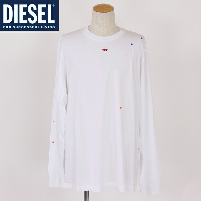 樂天商城 - ディーゼル（DIESEL）メンズ 訳あり Tシャツ 長袖 ホワイト系 T-JUST-LS-D D刺繍ポイントロンT （サイズ/XL）*cm0055
