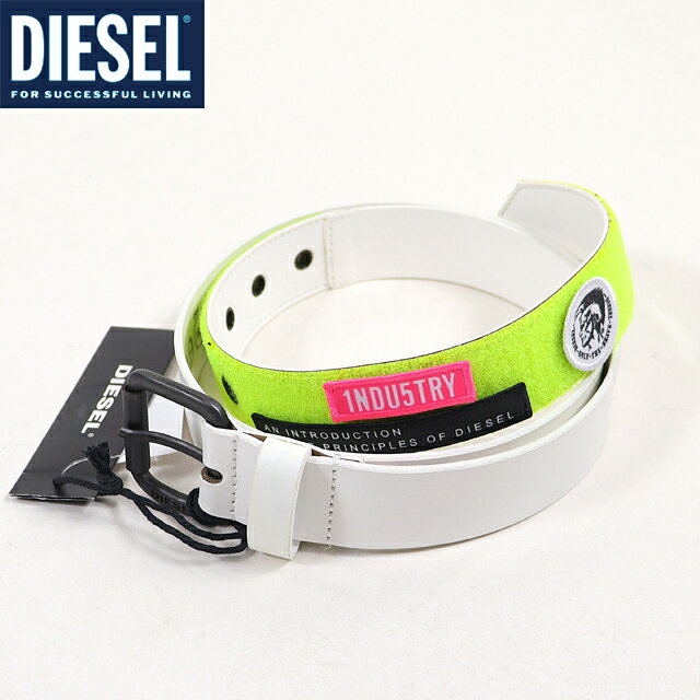 ディーゼル（DIESEL）メンズ 訳あり ベルト ホワイト系 　マジックテープワッペン付き （サイズ/90）*cm3026