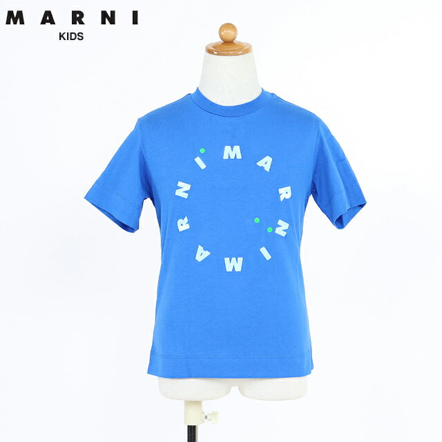 マルニ(MARNI KID)キッズ 訳あり Tシャツ ブルー系 ロゴシリコンプリントTシャツ (サイズ/4Y/14Y)*dd0015