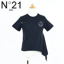 ヌメロ ヴェントゥーノ(N°21)キッズ 訳あり カットソー ブラック系 ロゴプリント アイメントリーデザインカットソー (サイズ/4Y)*dd0016