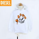 ディーゼル(DIESEL JUNIOR)ジュニア 訳あり パーカー ホワイト系 ポイントプリント プルオーバー (サイズ/6Y)*dk0002