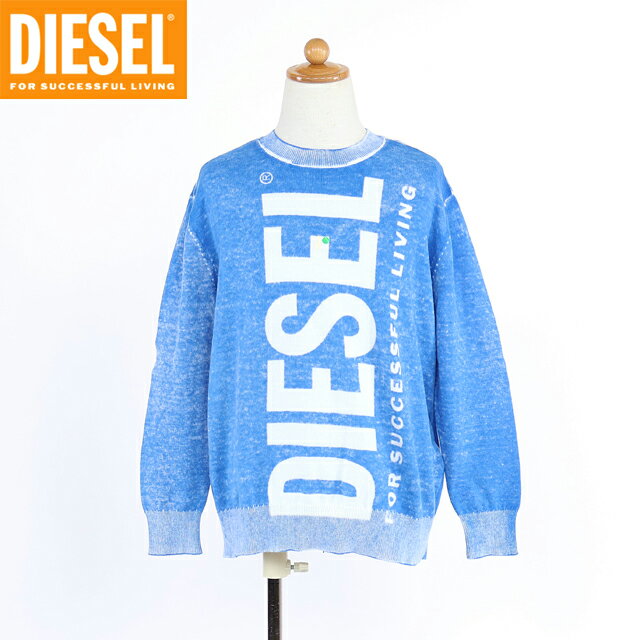 ディーゼル(DIESEL JUNIOR)ジュニア 訳あり セーター ブルー系 ロゴクルーネックニット (サイズ/8Y)*dk0013