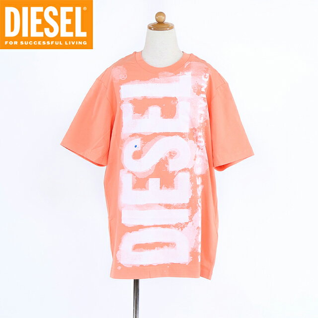 ディーゼル(DIESEL JUNIOR)ジュニア 訳あり Tシャツ オレンジ系 ロゴペイントプリント (サイズ/12Y)*dk0015
