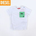 ディーゼル(DIESEL BABY)ベビー 訳あり Tシャツ ホワイト系 白×緑 ロゴポケット付き (サイズ/12M-18M)*dk0035