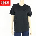 ディーゼル(DIESEL)レディース 訳あり 半袖Tシャツ ブラック系 胸元ロゴ刺繍 クルーネック (サイズ/XS/S)*dl0001