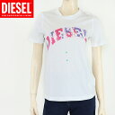 ディーゼル(DIESEL)レディース 訳あり 半袖Tシャツ ホワイト系 ロゴプリント クルーネック (サイズ/S)*dl0002