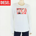ディーゼル(DIESEL)レディース 訳あり 長袖Tシャツ ホワイト系 ロゴプリント クルーネック (サイズ/XS/XL)*dl0003