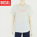 ディーゼル(DIESEL)レディース 訳あり 半袖Tシャツ 無地 ホワイト系 ヴィンテージプリント クルーネック (サイズ/M)*dl0004