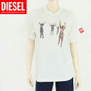 ディーゼル(DIESEL)レディース 訳あり 半袖Tシャツ ホワイト系 水彩プリント クルーネック (サイズ/XXS)*dl0005