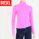ディーゼル(DIESEL)レディース 訳あり カットソー ピンク系 袖にロゴプレート 蛍光ピンク イタリア製 (サイズ/S/M)*dl0012