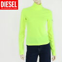 ディーゼル(DIESEL)レディース 訳あり カットソー イエロー系 袖にロゴプレート 蛍光イエロー イタリア製 (サイズ/XS/M)*dl0013