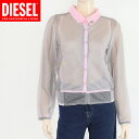 ディーゼル(DIESEL)レディース 訳あり 長袖カーディガン ピンク系 2枚重ね ラメ入り シースルー (サイズ/S/M)*dl0016