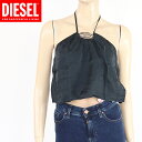 ディーゼル(DIESEL)レディース 訳あり カットソー ブラック系 ホルターネック 首元にロゴマーク イタリア製 (サイズ/40)*dl0028