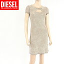 ディーゼル(DIESEL)レディース 訳あり ワンピース ショート ブラウン系 ウォッシュ加工 首元にロゴプレート (サイズ/XS/M)*dl0030