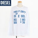 ディーゼル(DIESEL)メンズ 訳あり Tシャツ 長袖 ホワイト系 ヴィンテージ風プリント(英字)クルーネック (サイズ/M)*dm0011