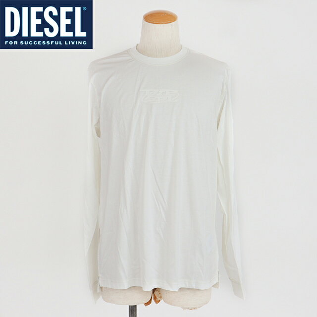 ディーゼル（DIESEL）メンズ 訳あり Tシャツ 長袖 ホワイト系 　エンボス加工 ロゴ （サイズ/M）*dm0026