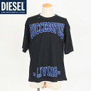 ディーゼル(DIESEL)メンズ 訳あり Tシャツ 半袖 ブラック系 フロッキー加工プリント (サイズ/S)*dm0032
