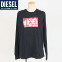 ディーゼル(DIESEL)メンズ 訳あり Tシャツ 長袖 ブラック系 ロゴプリント (サイズ/L)*dm0034