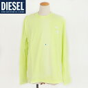ディーゼル(DIESEL)メンズ 訳あり Tシャツ 長袖 イエロー系 ロゴ刺繍 クルーネック (サイズ/M)*dm0045