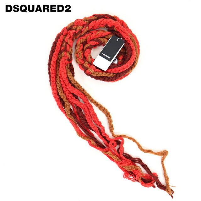 ディースクエアード(DSQUARED2)レディース マフラー・ストール オレンジ系 三つ編み織 イタリア製 (サイズ/U)*dq0003