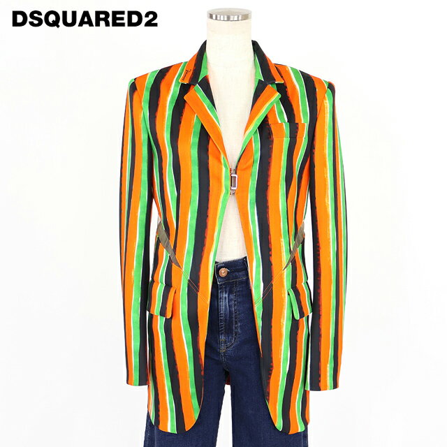 樂天商城 - ディースクエアード（DSQUARED2）レディース テーラードジャケット マルチカラー系 　ウエストチュール切替マルチカラーストラップタイトテーラードジャケット イタリア製 （サイズ/38）*ds0005
