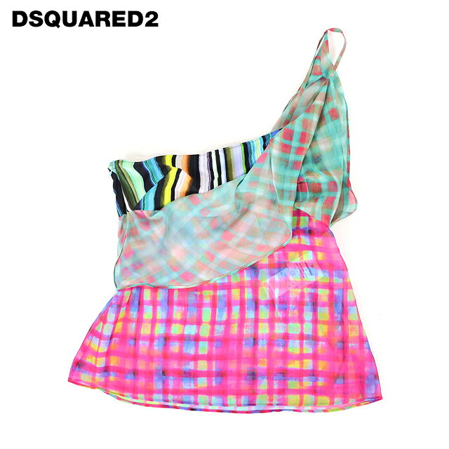 樂天商城 - ディースクエアード（DSQUARED2）レディース ブラウス マルチカラー系 　ストライプ×チェック柄アシメトリートップス イタリア製 （サイズ/38）*ds0018