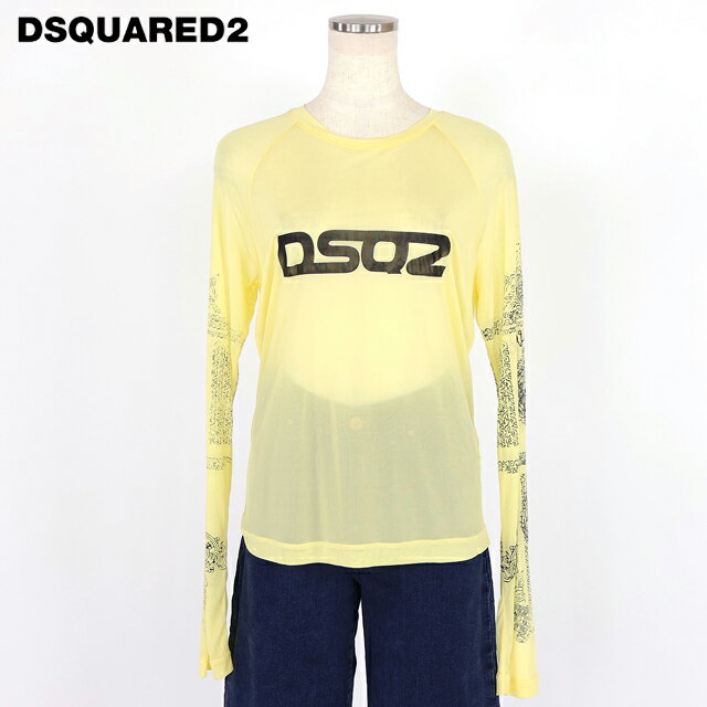 樂天商城 - ディースクエアード（DSQUARED2）レディース ブラウス イエロー系 　ロゴプリントチュールトップス イタリア製 （サイズ/XS/S）*ds0034