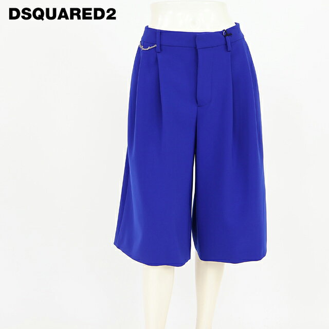 樂天商城 - ディースクエアード（DSQUARED2）レディース ハーフパンツ ブルー系 　フレアダブルタックカラーハーフパンツ イタリア製 （サイズ/42）*ds0063