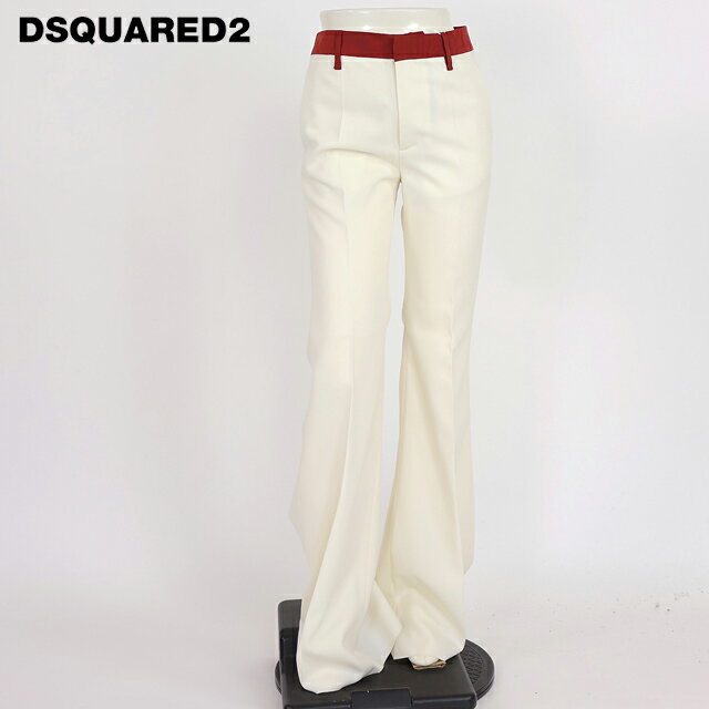 樂天商城 - ディースクエアード（DSQUARED2）レディース ロングパンツ ホワイト系 　バイカラーブーツカットパンツ イタリア製 （サイズ/36/38）*ds0103
