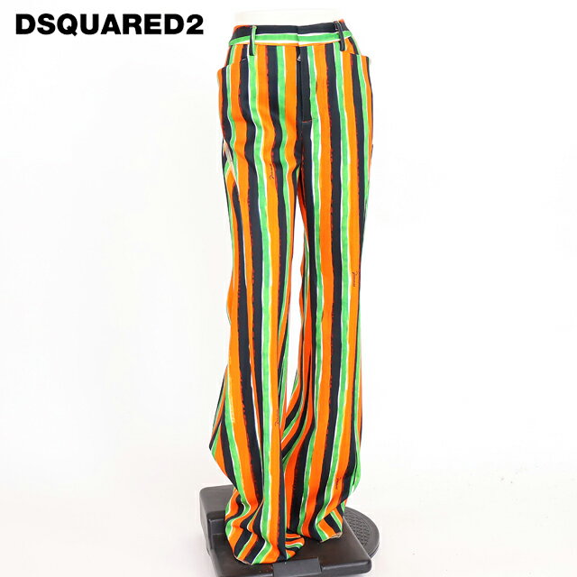 樂天商城 - ディースクエアード（DSQUARED2）レディース ロングパンツ マルチカラー系 　サイドチュールデザインストライプ柄ブーツカットパンツ イタリア製 （サイズ/38）*ds0105
