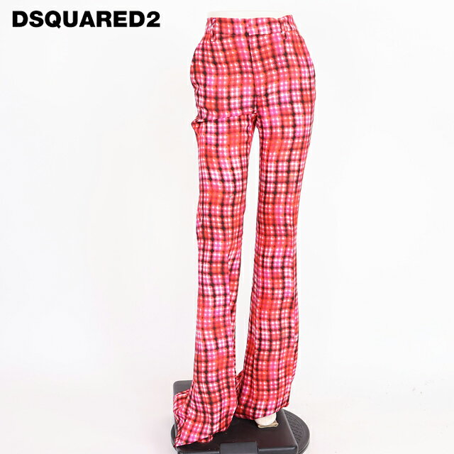 乐天商城 - ディースクエアード（DSQUARED2）レディース ロングパンツ ピンク系 　チェック柄フレアパンツ イタリア製 （サイズ/36/38）*ds0108