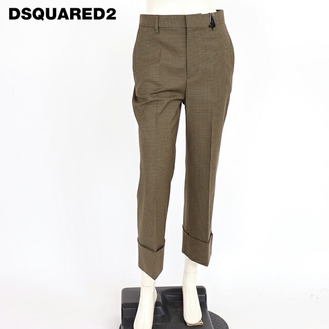 乐天商城 - ディースクエアード（DSQUARED2）レディース パンツ カーキ系 　グレンチェック柄ロールアップパンツ イタリア製 （サイズ/38）*ds0109