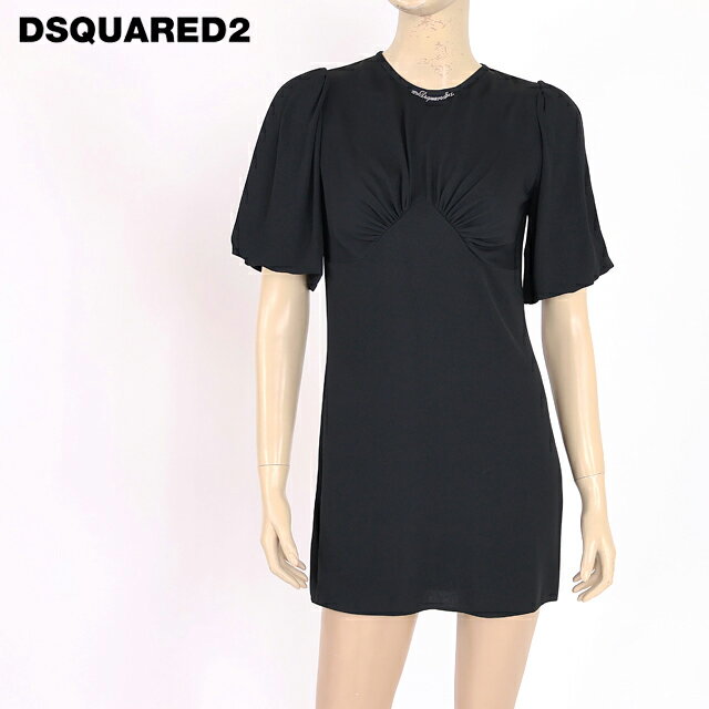 乐天商城 - ディースクエアード（DSQUARED2）レディース ドレス ブラック系 　ロゴチャームポイント胸元切替ワンピース イタリア製 （サイズ/36）*ds0165