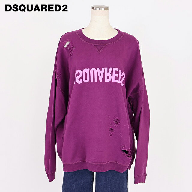 樂天商城 - ディースクエアード（DSQUARED2）レディース トレーナー パープル系 ダメージデザインロゴプリントスウェット イタリア製 （サイズ/XS）*ds1002