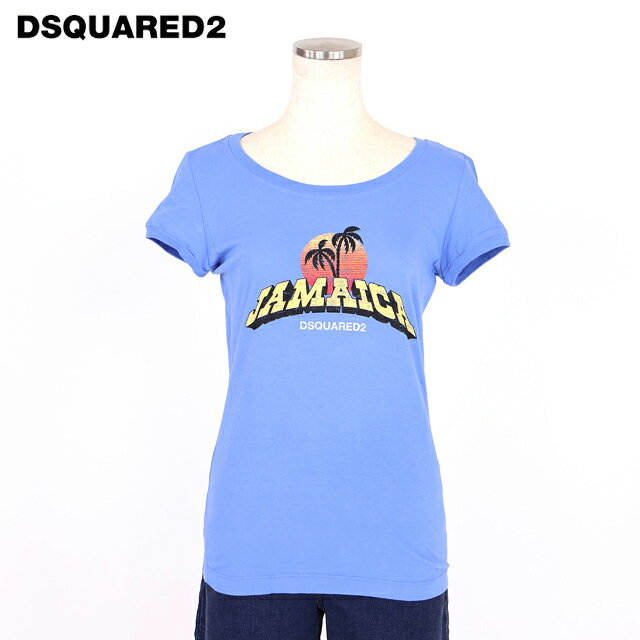 樂天商城 - ディースクエアード（DSQUARED2）レディース 半袖Tシャツ ブルー系 ロゴ×JAMAICAプリントTシャツ　キャップスリーブ イタリア製 （サイズ/XXS）*ds1010
