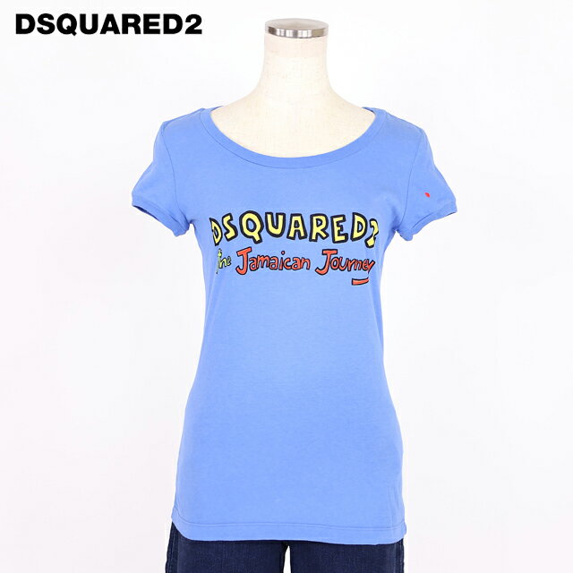 樂天商城 - ディースクエアード（DSQUARED2）レディース 半袖Tシャツ ブルー系 ロゴプリントTシャツ　キャップスリーブ イタリア製 （サイズ/XXS/S）*ds1012
