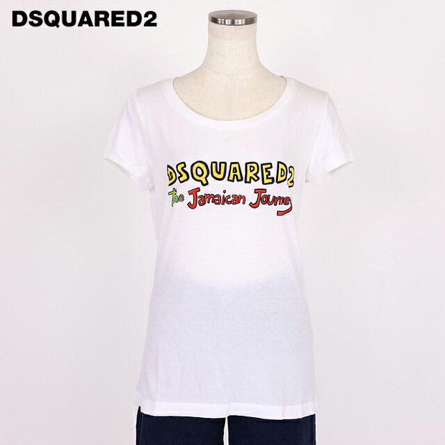 樂天商城 - ディースクエアード（DSQUARED2）レディース 半袖Tシャツ ホワイト系 ロゴプリントTシャツ　キャップスリーブ イタリア製 （サイズ/S）*ds1013