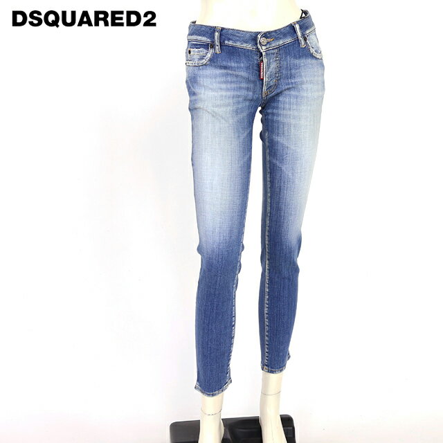 ディースクエアード（DSQUARED2）レディース スキニージーンズ ブルー系 ウオッシュデニム　ボタンフライ イタリア製 （サイズ/36/38）*ds1050