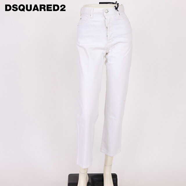 乐天商城 - ディースクエアード（DSQUARED2）レディース ストレートジーンズ ホワイト系 ハイウエストカラーデニム　ボタンフライ イタリア製 （サイズ/36）*ds1064