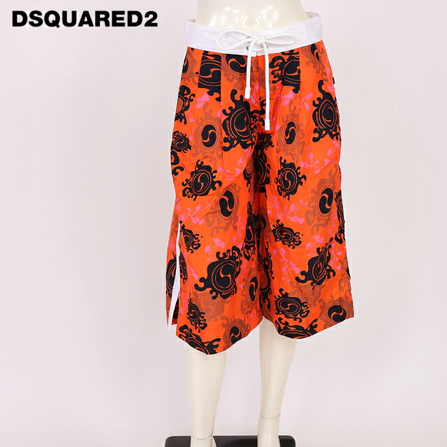 ディースクエアード（DSQUARED2）レディース ハーフパンツ オレンジ系 総柄ハーフシャカパン イタリア製 （サイズ/36/38）*ds1076