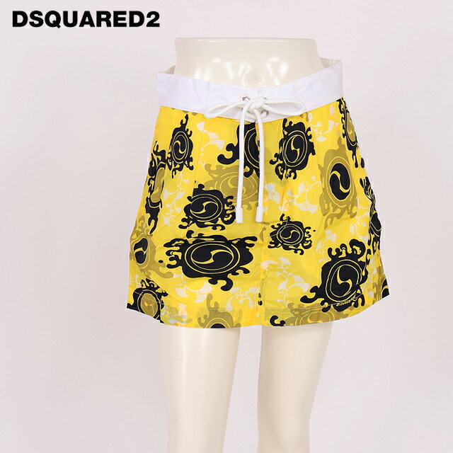 樂天商城 - ディースクエアード（DSQUARED2）レディース ミニスカート イエロー系 総柄ナイロンスカート イタリア製 （サイズ/36/38）*ds1079