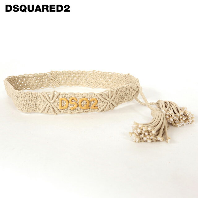 乐天商城 - ディースクエアード（DSQUARED2）レディース ベルト ベージュ系 ロゴポイントタッセル付きマクラメベルト （サイズ/UNI）*ds1092