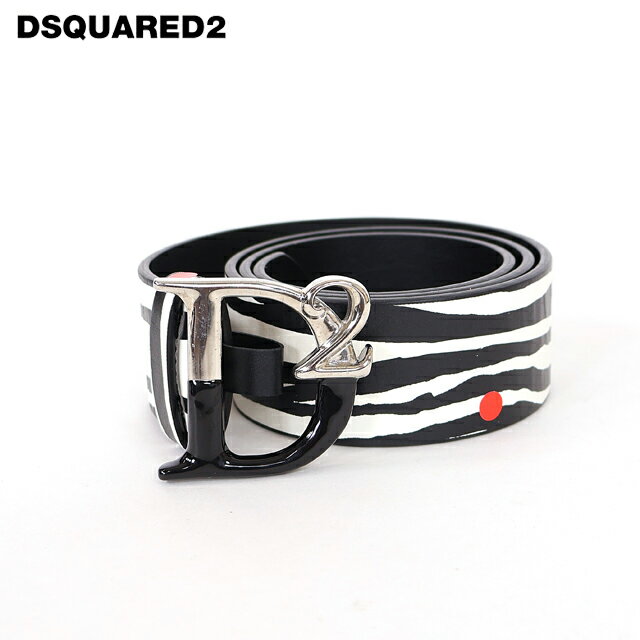 樂天商城 - ディースクエアード（DSQUARED2）レディース ベルト ブラック系 D2バックルゼブラ柄レザーベルト イタリア製 （サイズ/80/85/90）*ds1094