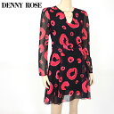 デニーローズ(DENNY ROSE)レディース ワンピース ミディアム ブラック系 ハートプリントシフォン (サイズ/40/42)*dy0050(4)