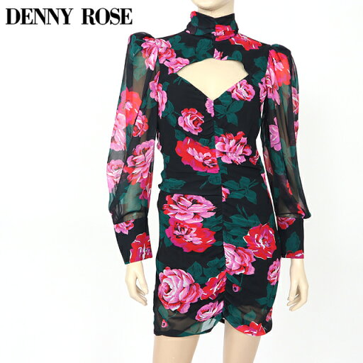 デニーローズ(DENNY ROSE)レディース ワンピース ミディアム ブラック系 ローズプリントバストカップアウト イタリア製 (サイズ/42)*dy0053 デニーローズ(DENNY ROSE)レディース ワンピース ミディアム ブラック系 ローズプリントバストカップアウト イタリア製 (サイズ/42)*dy0053